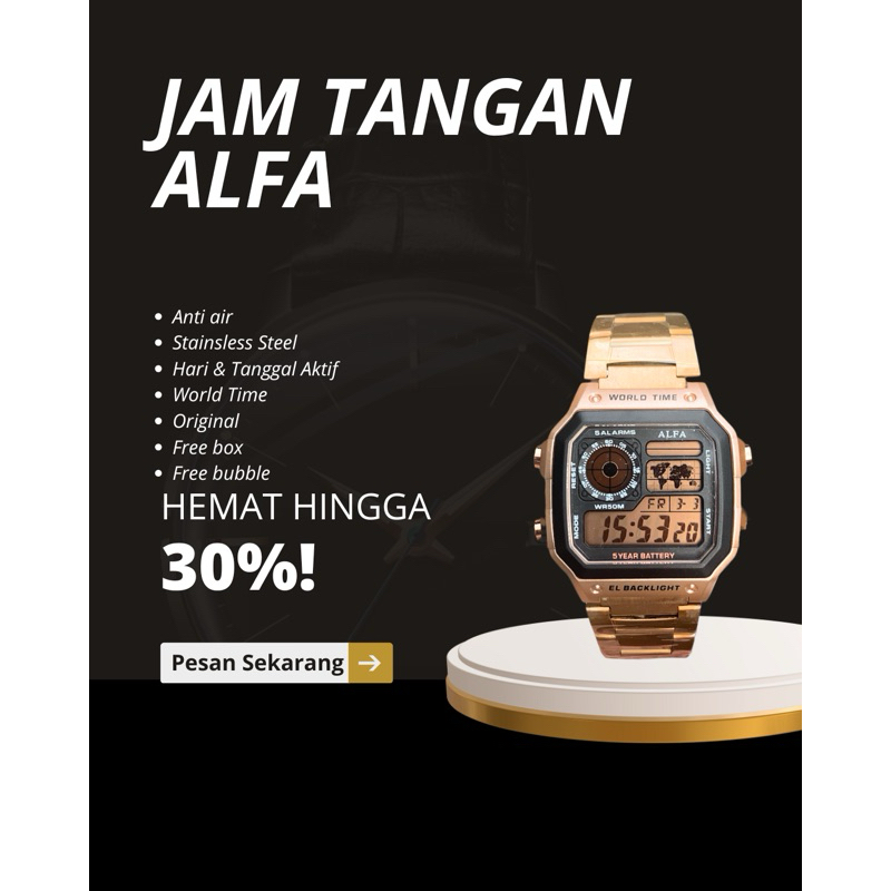 Jam Tangan Digital Alfa World Time