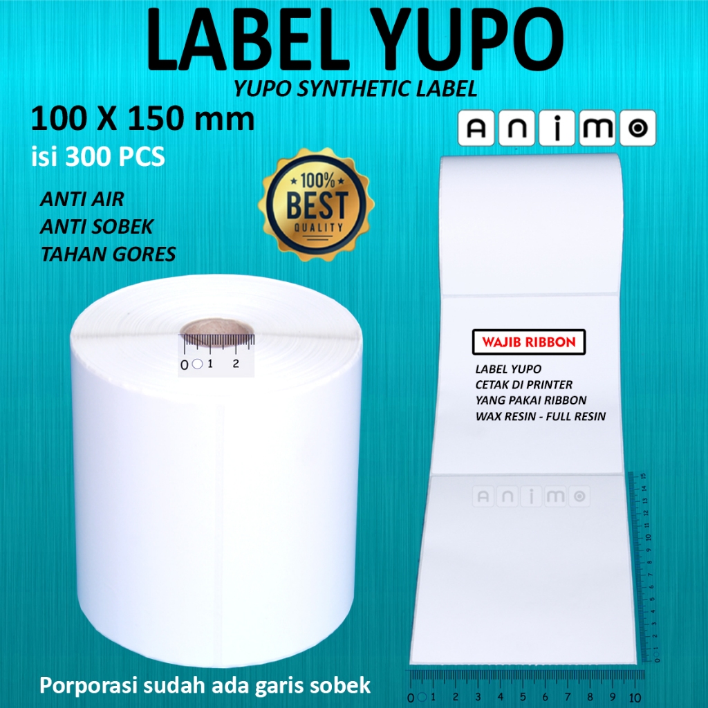 

LABEL YUPO 100X150 - STIKER YUPO 10X15 CM = 300 PCS - Yupo Synthetic Label Barcode A6 100 X 150 MM = 300 PCS