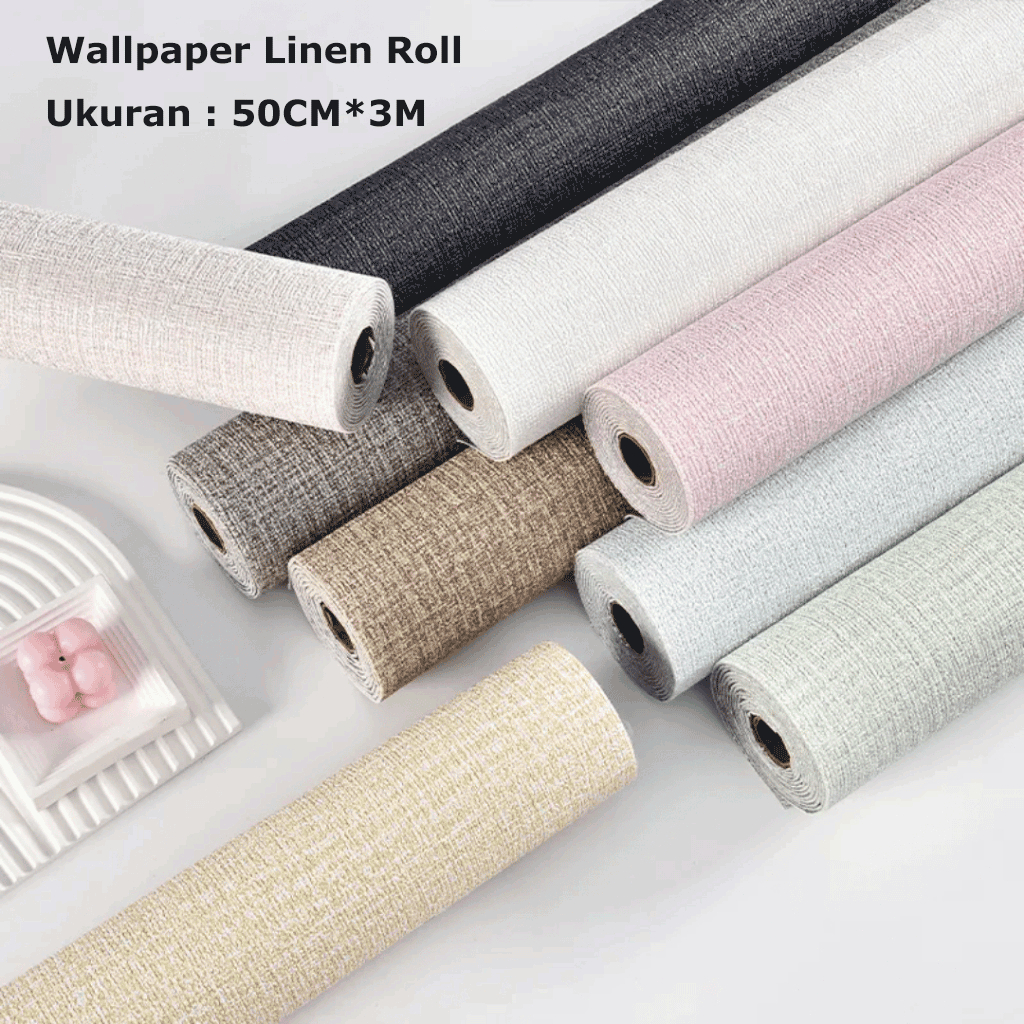 Wallpaper Linen Roll /Wallpaper Dinding / Wall Stickers/Wallpaper Dinding Linen Sudah Ada Perekatnya