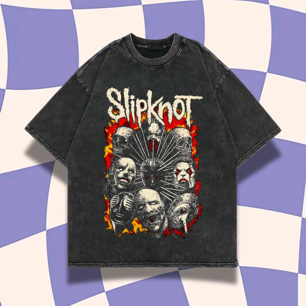 Purple Haze "Slipknot" Oversized T-Shirt | Stone Wash | Kaos Oversize | Vintage | Atasan | Kaos Band
