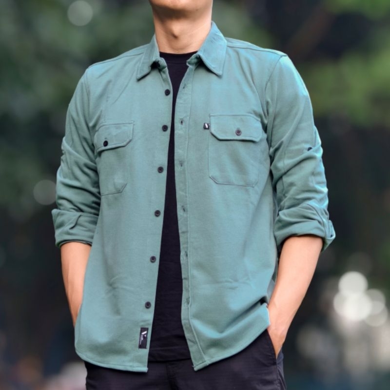 Kemeja Polos Hijau Basic Adventure Series Vuxor - Mineral Green
