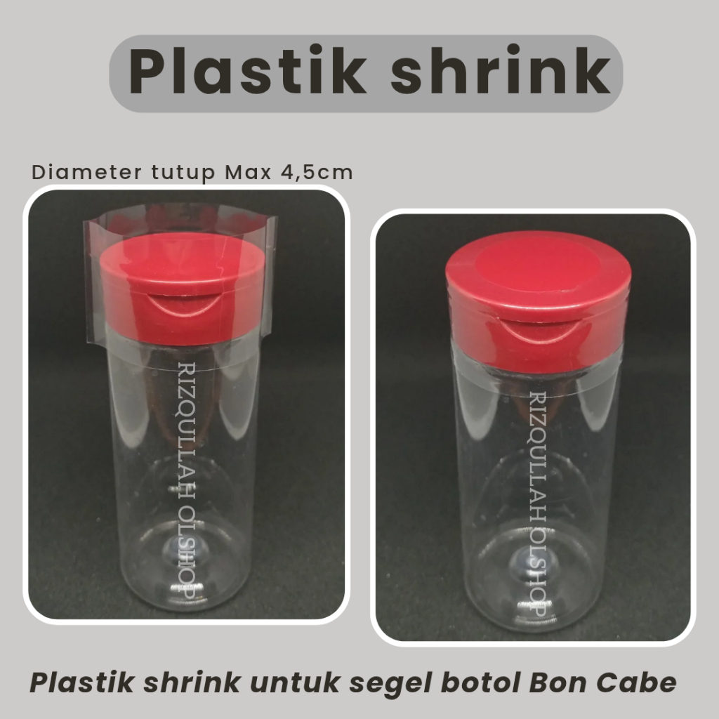 Plastik Shrink Plastik Segel Untuk Tutup Botol Bon Cabe - Ukuran 7,5cm x 3,5cm