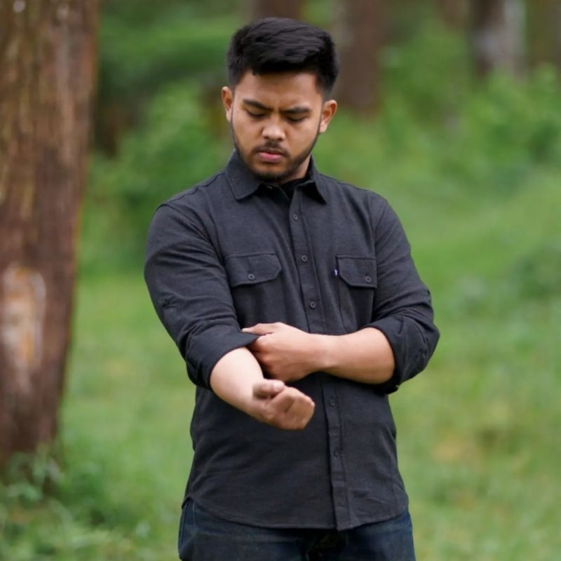 Kemeja Polos Abu Tua Basic Vuxor Adventure Series - Dark Grey Twotone