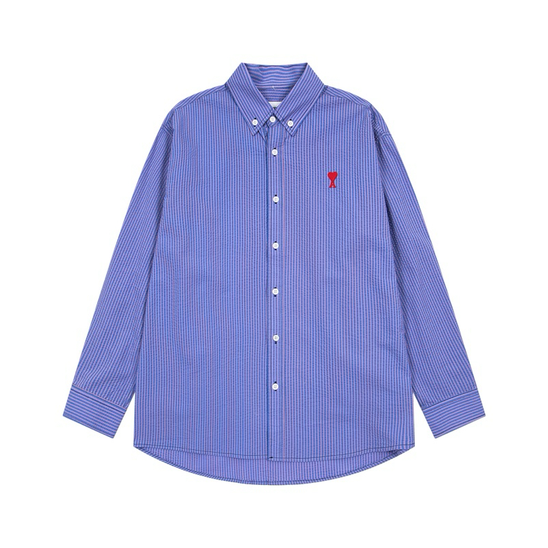 Kemeja Garis Garis BiruUngu Lengan Panjang