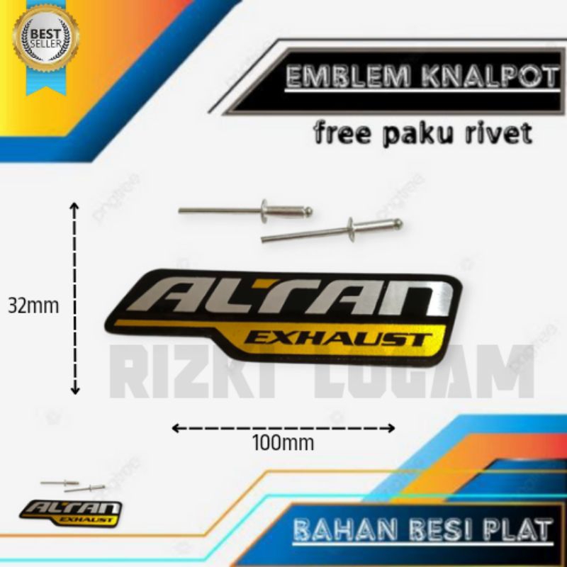 Emblem Knalpot merek ALTAN EXHAUST free paku rivet