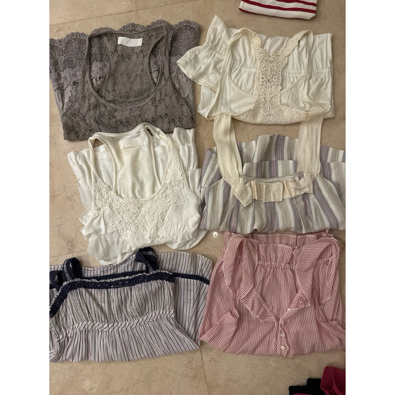 baju kaos top preloved abercrombie mang0 zar4 etc size xs s