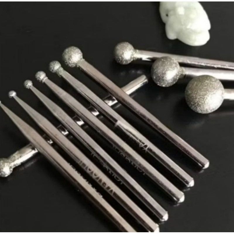 Set 6pcs Mata Bor ball mesh #120 fine halus  untuk grafir tuner ukir pahat cuner batu granit keramik