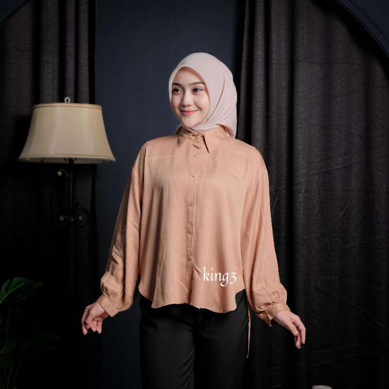 ATASAN WANITA KEKINIAN - KEMEJA LENGAN PANJANG - KEMEJA RAYON PREMIUM - KEMEJA KULIAH TERBARU