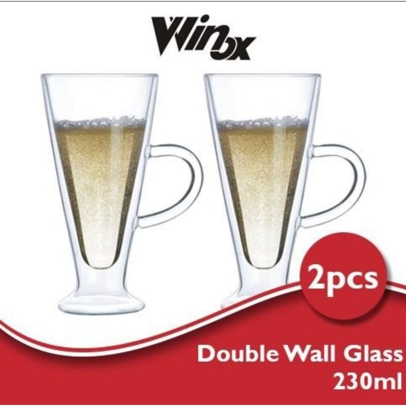 1 SET 2 PCS DOUBLE WALL GLASS 230ML / IRISH GLASS / GELAS IRISH / GELAS KACA / DOUBLE WALL / GELAS L