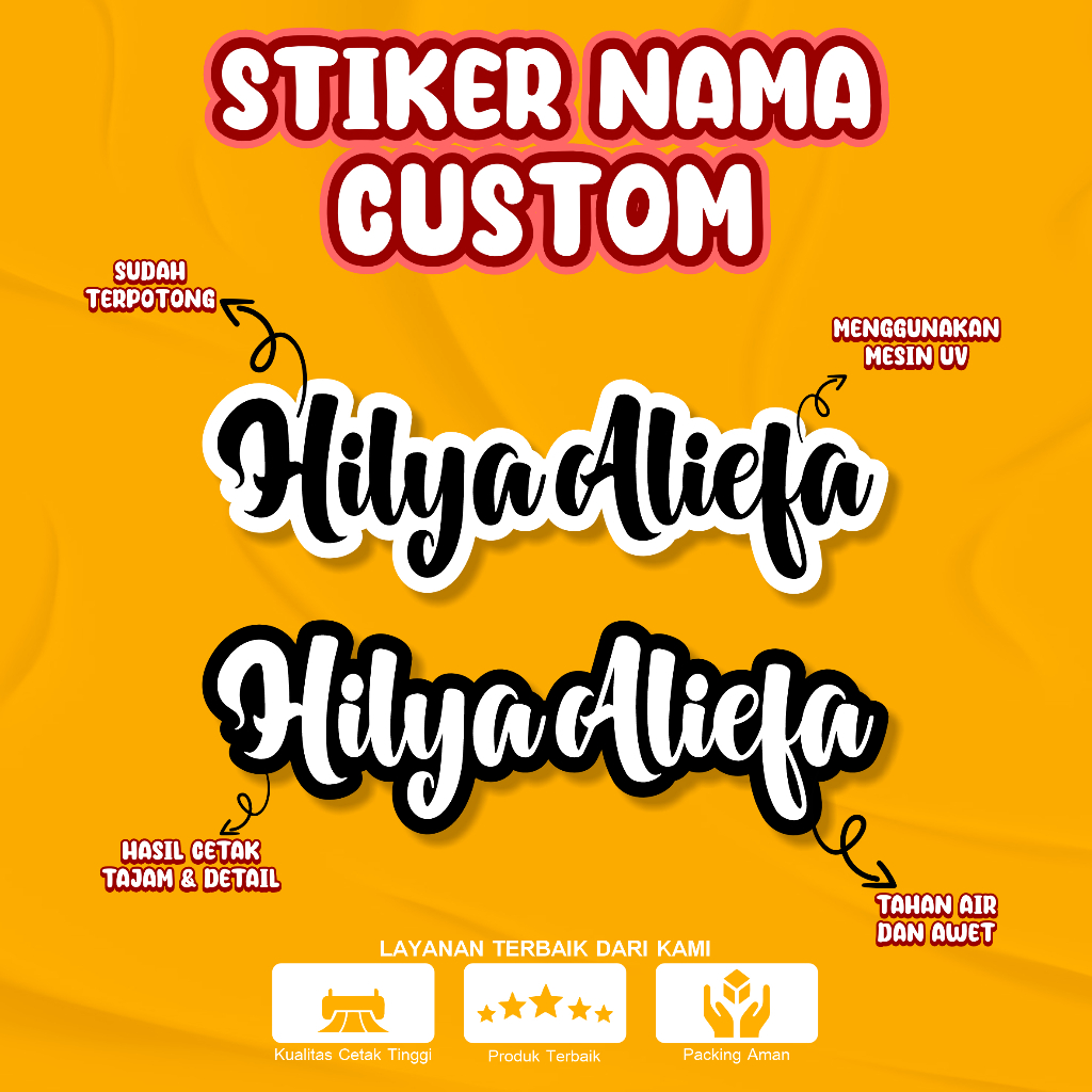 

STIKER NAMA CUSTOM CUTTING DAN SUDAH TAHAN AIR