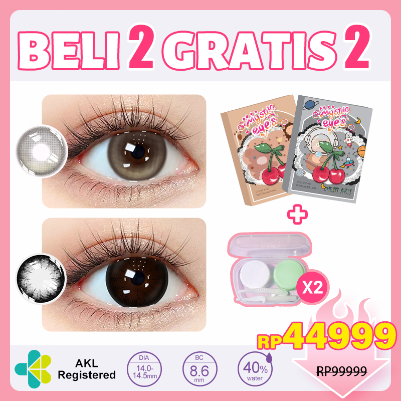 [ Beli 2 GRATIS 2 ] Mysticeyes softlens Paket kombinasi：2 pasang Softlens +2 *Tavel  Lens Case