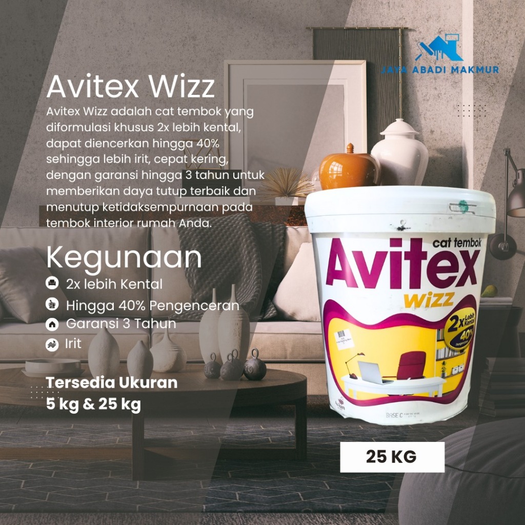 Avian Brands Avitex Wizz 25 kg / Cat Tembok Interior / Warna Custom / Avian Tinting