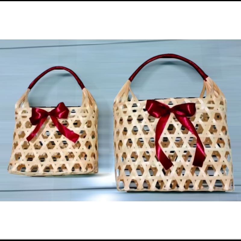 Keranjang Anyaman Bambu Keranjang Parcel Buah Hampers Ukuran Besar