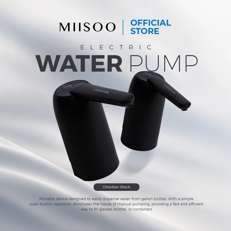 MIISOO Pompa Obsidian Black/Pompa Air All Black/Pompa Galon Elektrik/Pompa USB Charger Pompa Air Gal