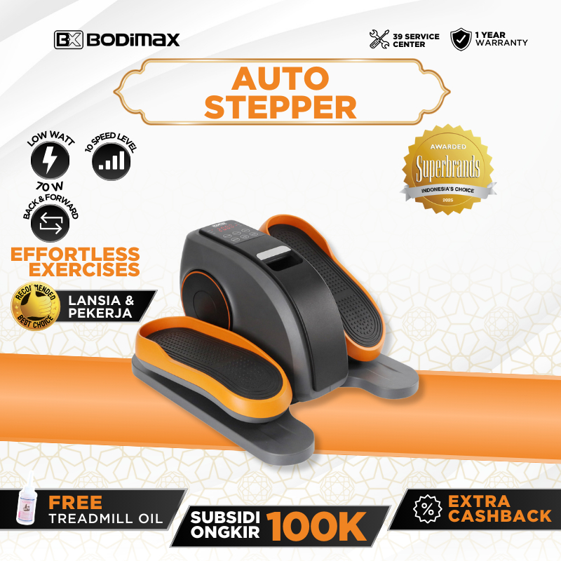 Bodimax Auto Stepper Mini Elliptical Low Impact Alat Olahraga Pink/White