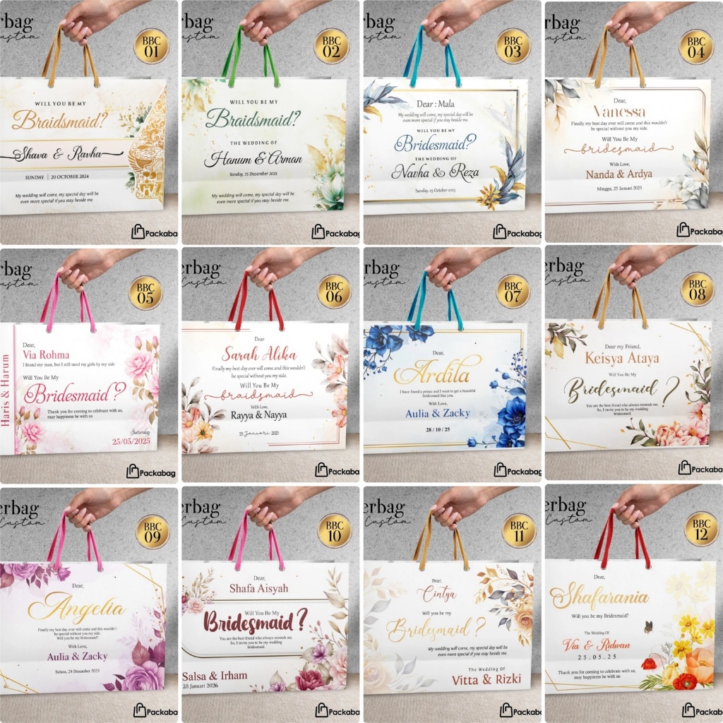 

PAKET PAPER BAG CUSTOM – BRIDESMAID, GROOMSMEN, ULANG TAHUN, HAJI & UMROH AESTHETIC (+MINOR)
