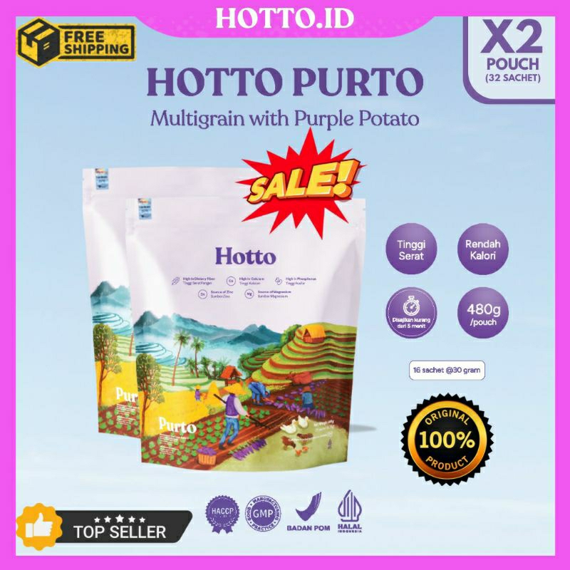 

FLASH SALE!!! HOTTO PURTO Multigrain 2 Pouch isi 32 sachets