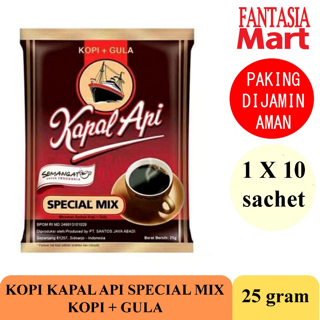 

KOPI KAPAL API SPECIAL MIX 25 GRAM PACK ISI 10 SACHET FUN CORNER DENGAN PAKING AMAN