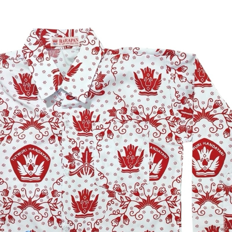 Batik Sekolah Sd Negeri kelas 1- 6 Motif merah putih tut wuri handayani  baju seragam sekolah kemeja