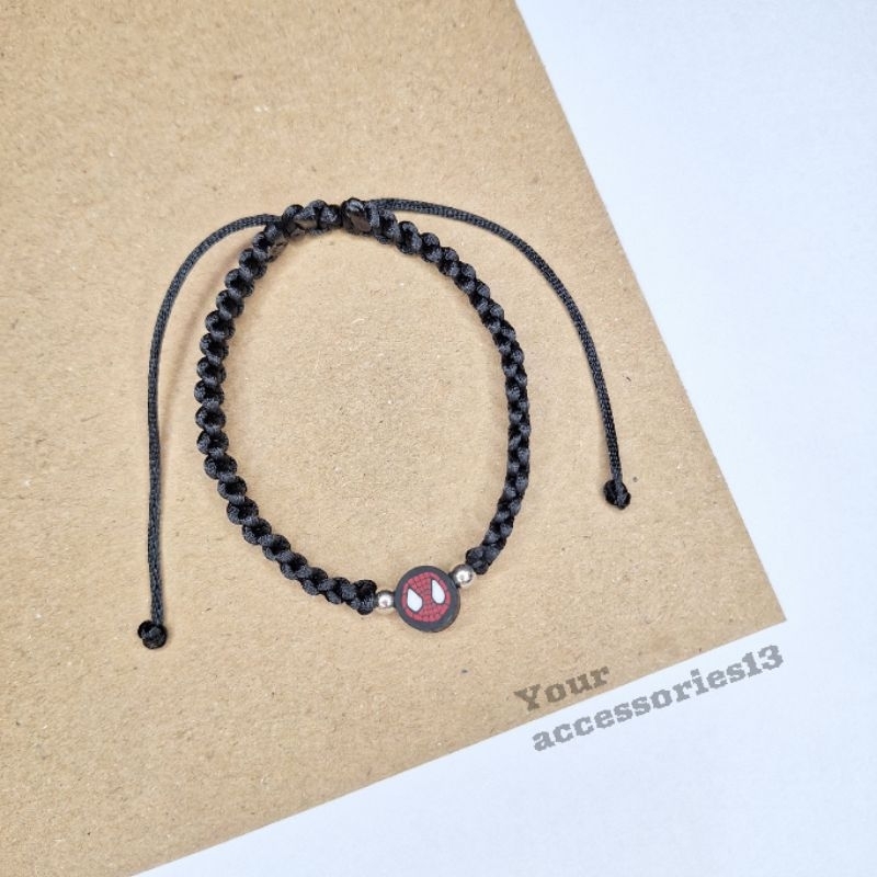 Gelang hitam serut pria Gelang couple spiderman