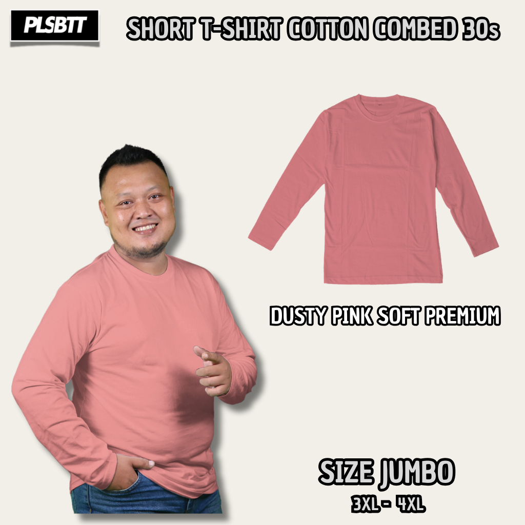 Polos Bett - Kaos Polos Lengan Panjang  Pria Dan Wanita Dusty Pink Soft Premium Cotton Combed 30s Ju