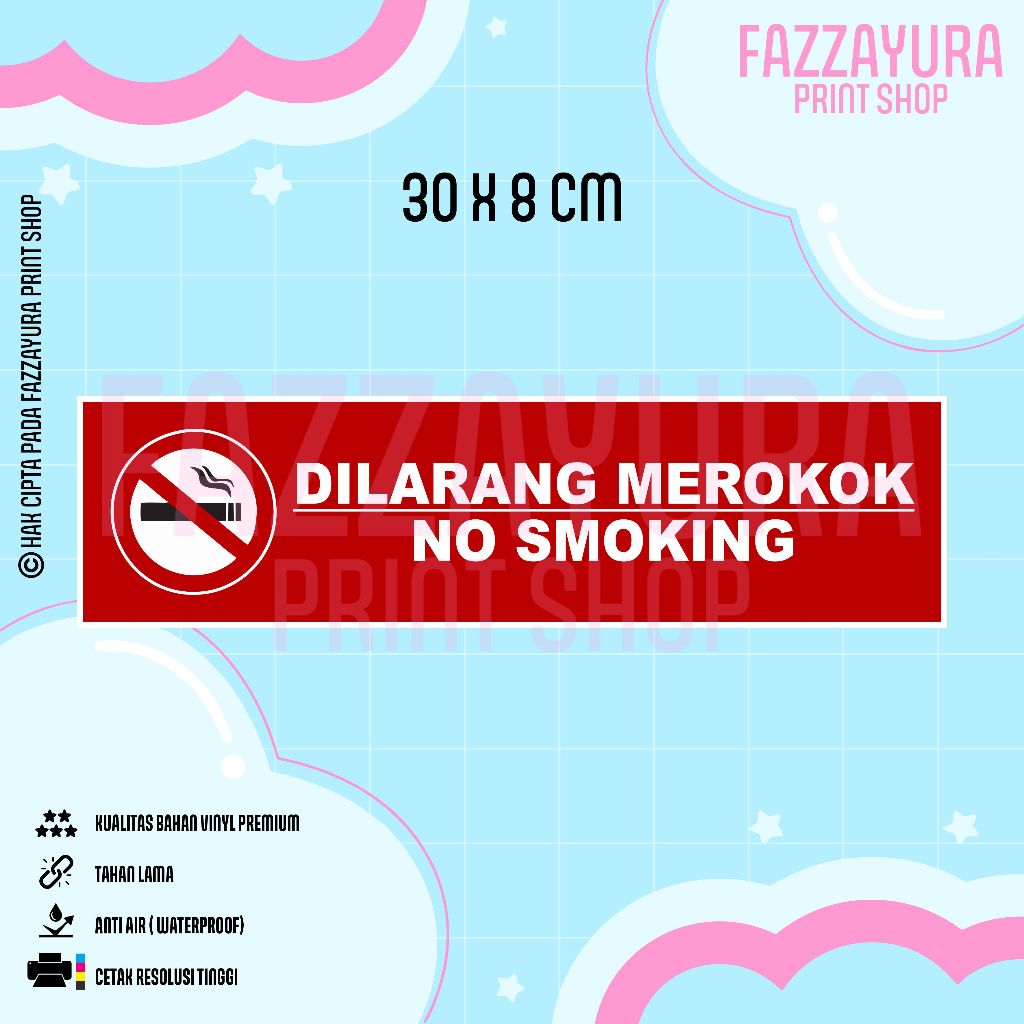 

STICKER DILARANG MEROKOK NO SMOKING 30 X 8 CM
