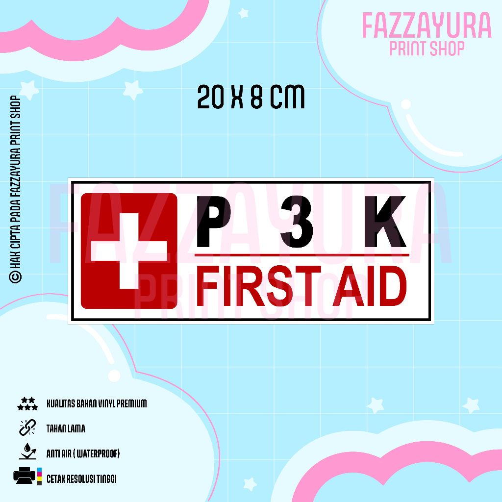 

STICKER P3K FIRST AID 20 X 8 CM