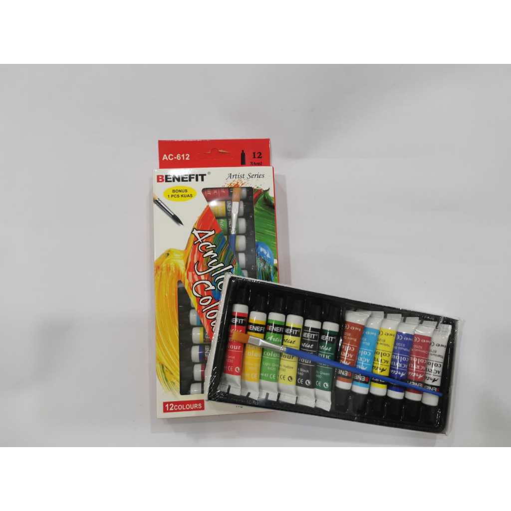 

[1set] Cat acrylic benefit 12warna/cat acrylic benefit + bonus kuas