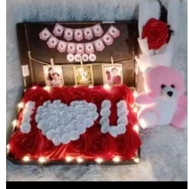 

flower box dekorasi +Poto+boneka+buket mini
