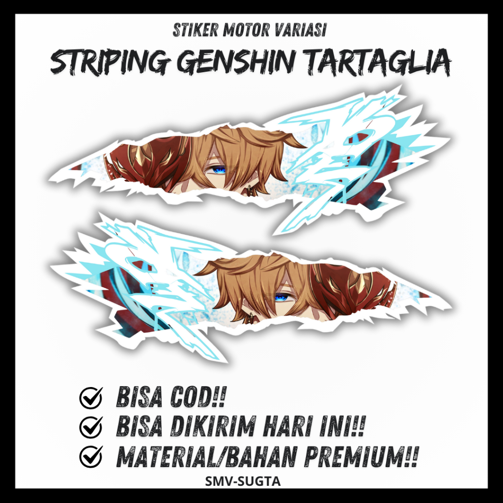 Stiker Striping Tartaglia Sticker Anime Tartaglia Genshin Impact Universal Kanan Kiri