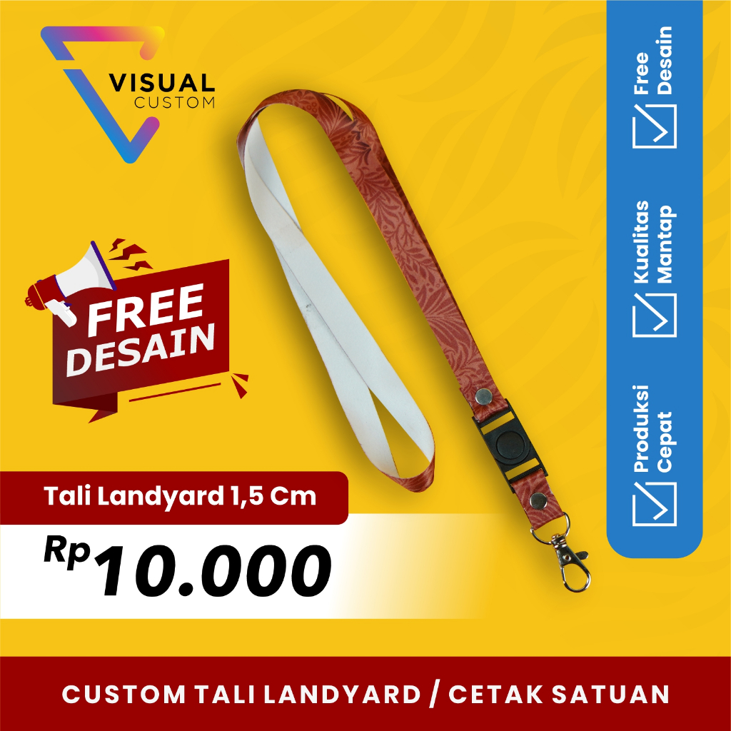 

TALI LANYARD LEBAR 1,5 CM / CUSTOM LANYARD FULL PRINT 1 SISI / CETAK LANYARD SATUAN / CETAK LANYARD MURAH / TALI ID CARD / GANTUNGAN ID CARD