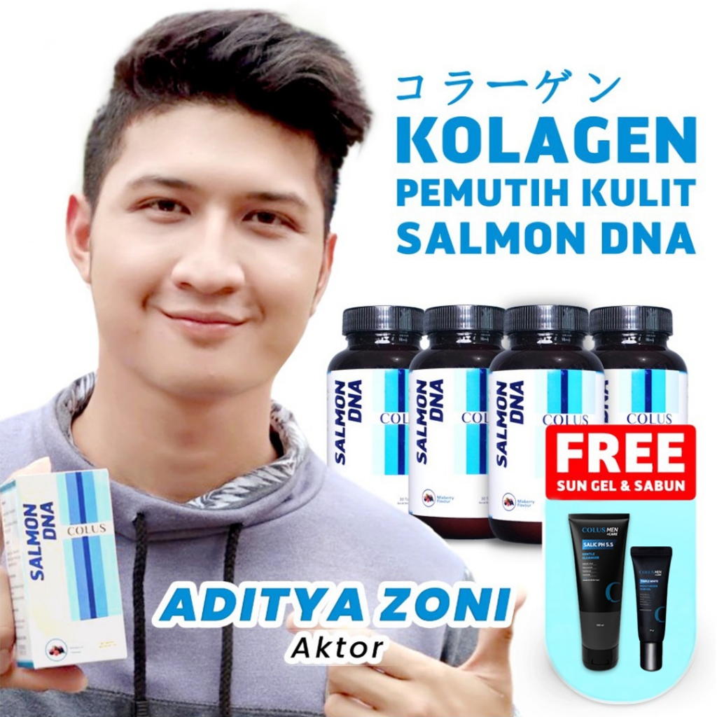 Pemutih Badan Colus Men Salmon DNA Hithion Jepang [ Paket 4 Botol FREE FACEWASH & SUNSCREEN] Collage