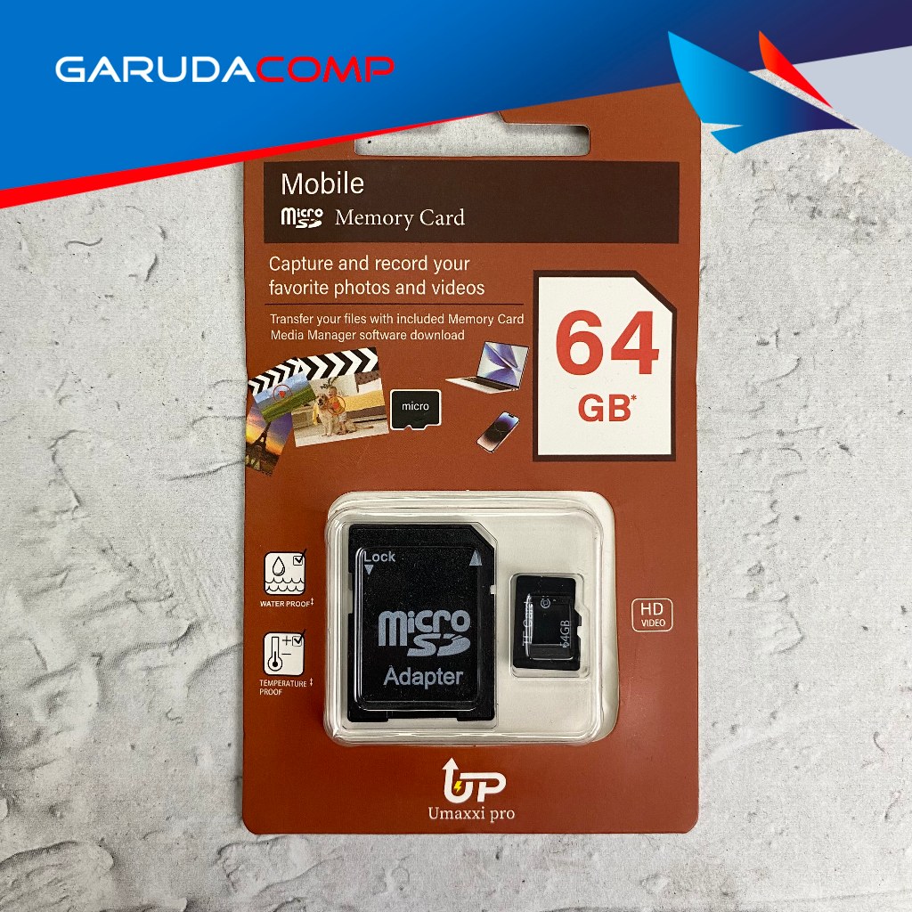 UMAXXI PRO Micro SD 64GB Memory Card HP Kartu Memori Micro SD Adapter 64 GB