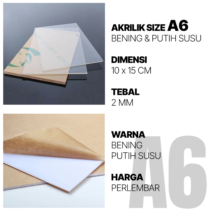 

AKRILIK BENING & PUTIH SUSU A6 LEMBARAN | 2MM | LASER CUTTING | MURAH