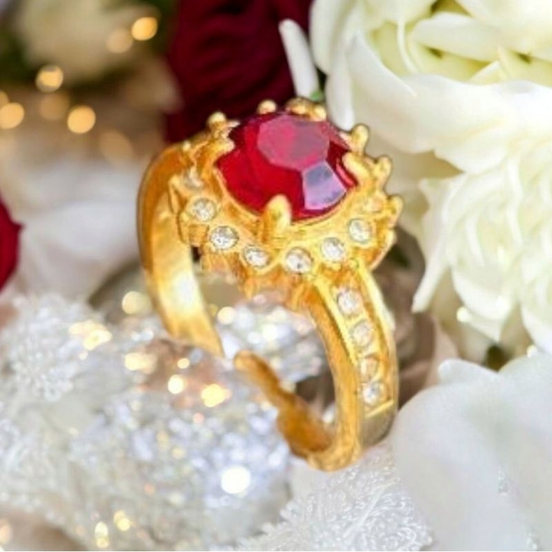 Cincin Wanita Model Slavina Batu Merah
