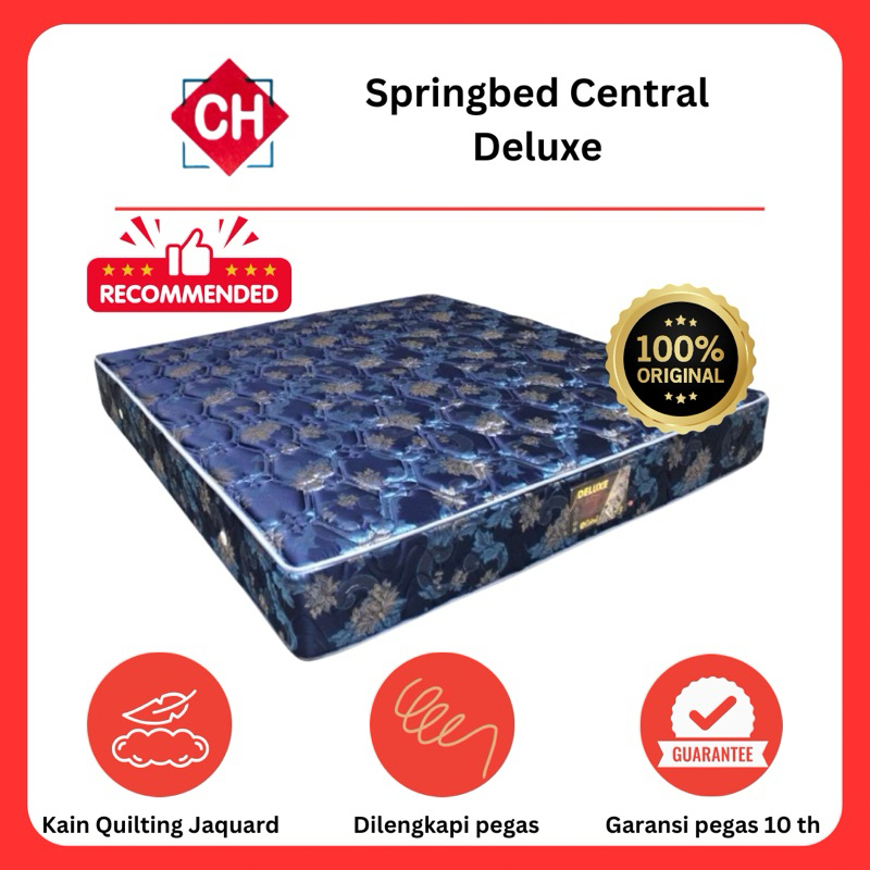Spring bed Central Deluxe Ukuran 90 120 140 160 180 Kasur Springbed Pegas Garansi 10 Tahun