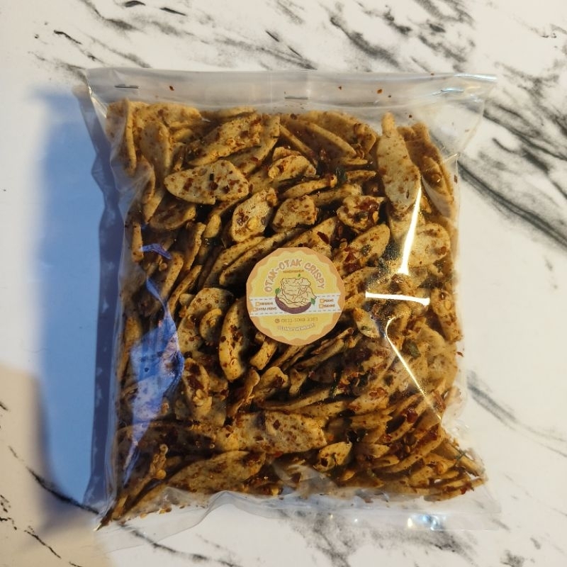 

Otak-Otak Crispy 100g-500g bumbu daun jeruk-renyah-pedas-cemilan viral-cemilan kekinian