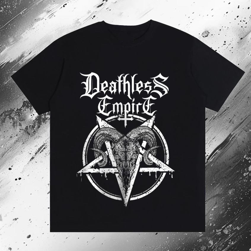 【Cotton100%】Deathless Empire Kaos Hitam Kaos lengan pendek hitam