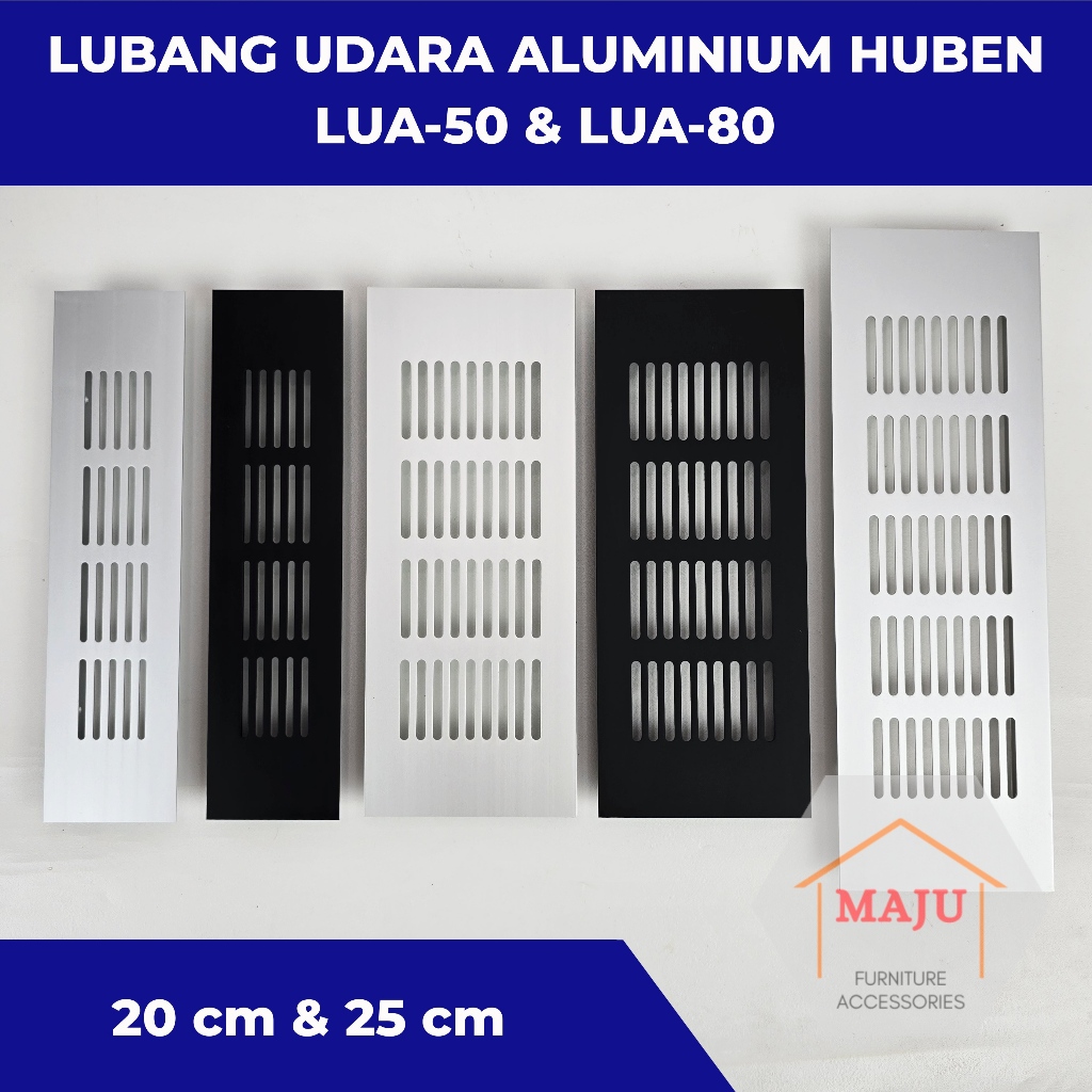 Lubang Udara Aluminium Huben Ventilasi Angin Kitchen Set Saringan Hawa Laci Lemari Kabinet Silver Hi
