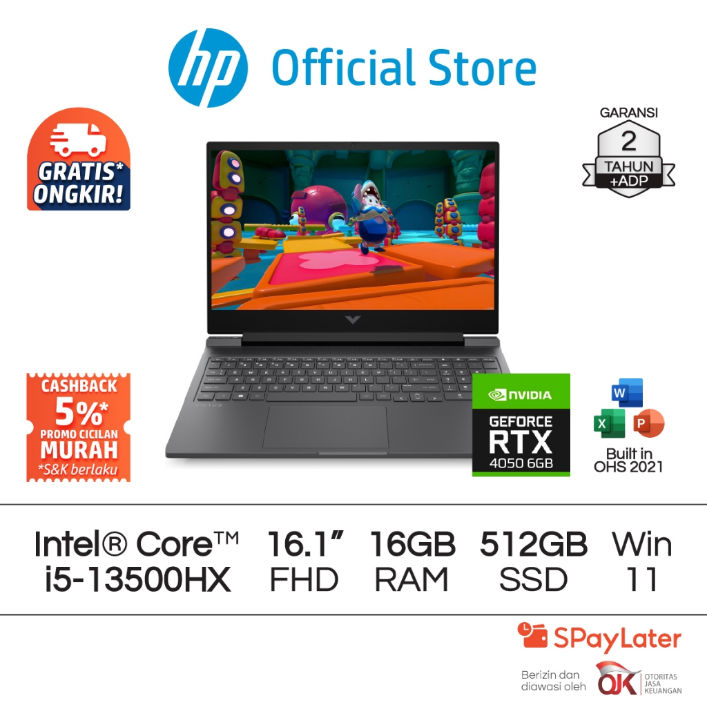Victus Laptop Gaming HP Intel Core i5 NVIDIA GeForce 16GB RAM 512GB SSD Blue / Silver Windows 11 Hom
