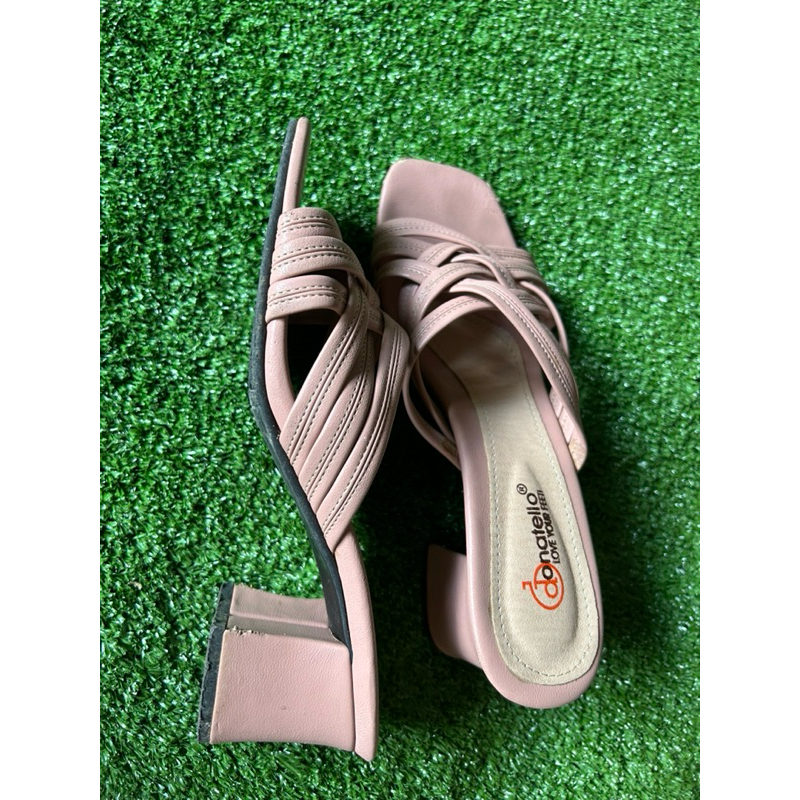 Sendal woman block heels balok wanita pink Donatello murah PRELOVED