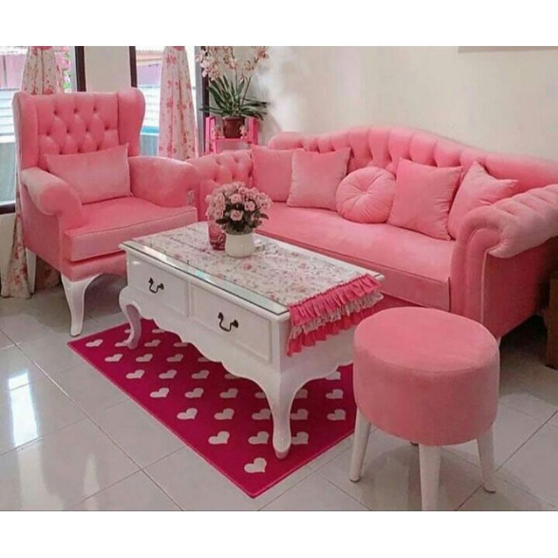 sofa ruang tamu sofa helo Kitty sofa pink sofa mewah sofa Palembang sofa terbaru sofa kekinian