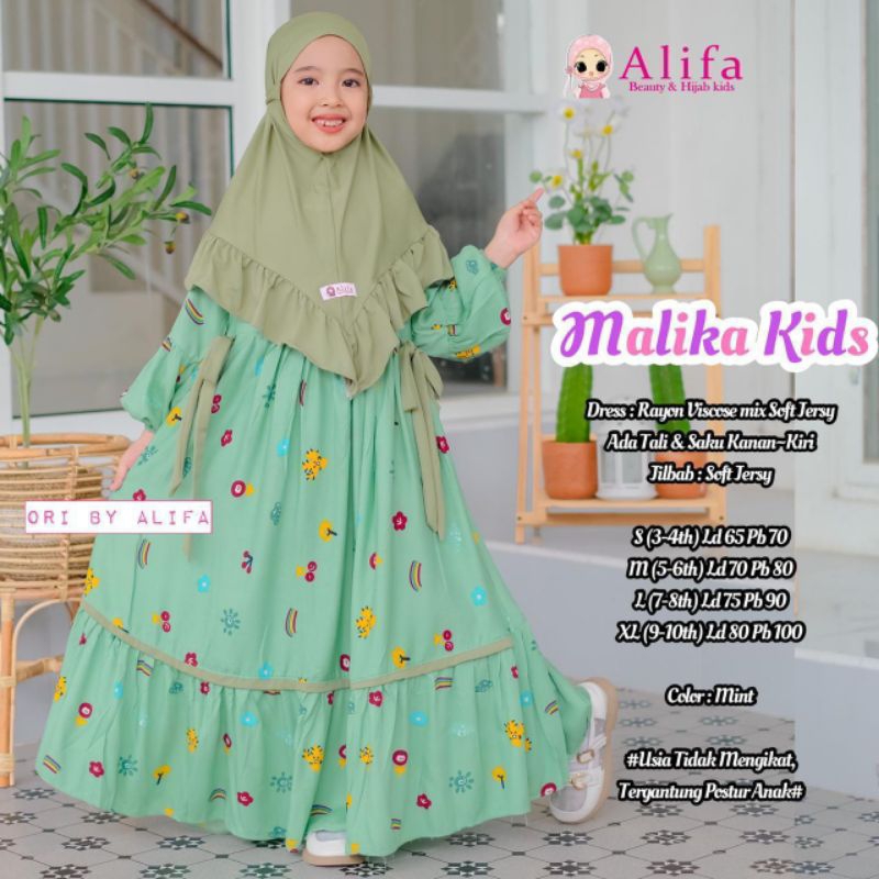 [ Alifa hijab kids Fashion ] Malika Gamis Anak Free Hijab Tali Samping By Alifa Kids