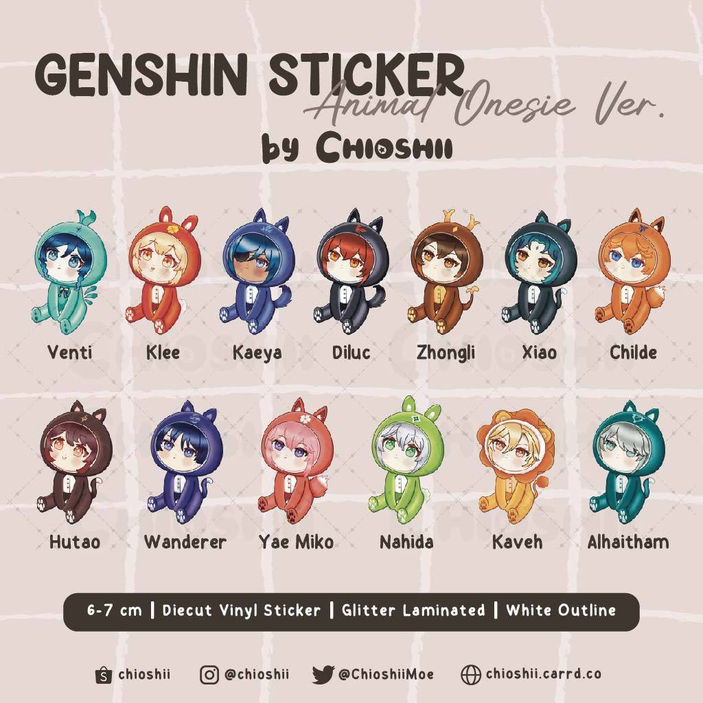 [Chioshii] Genshin Impact Animal Onesie Sticker - Venti Diluc Klee Zhongli Xiao Childe Wanderer Yae
