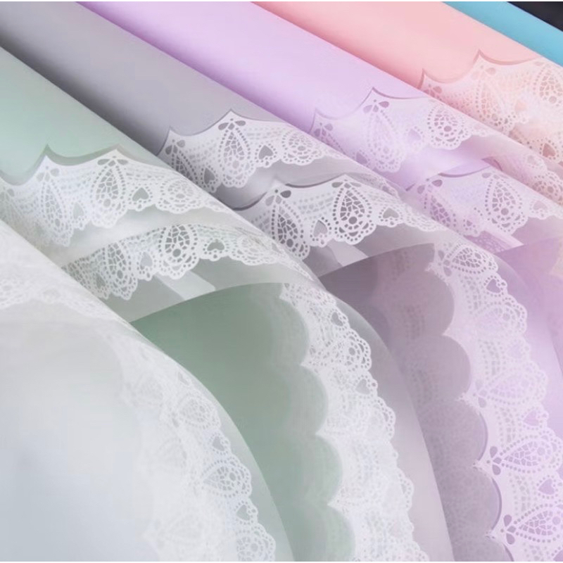 

Flower Wrapping Paper Motif Renda Lace Border Cellophane Kertas Buket Bunga KB018