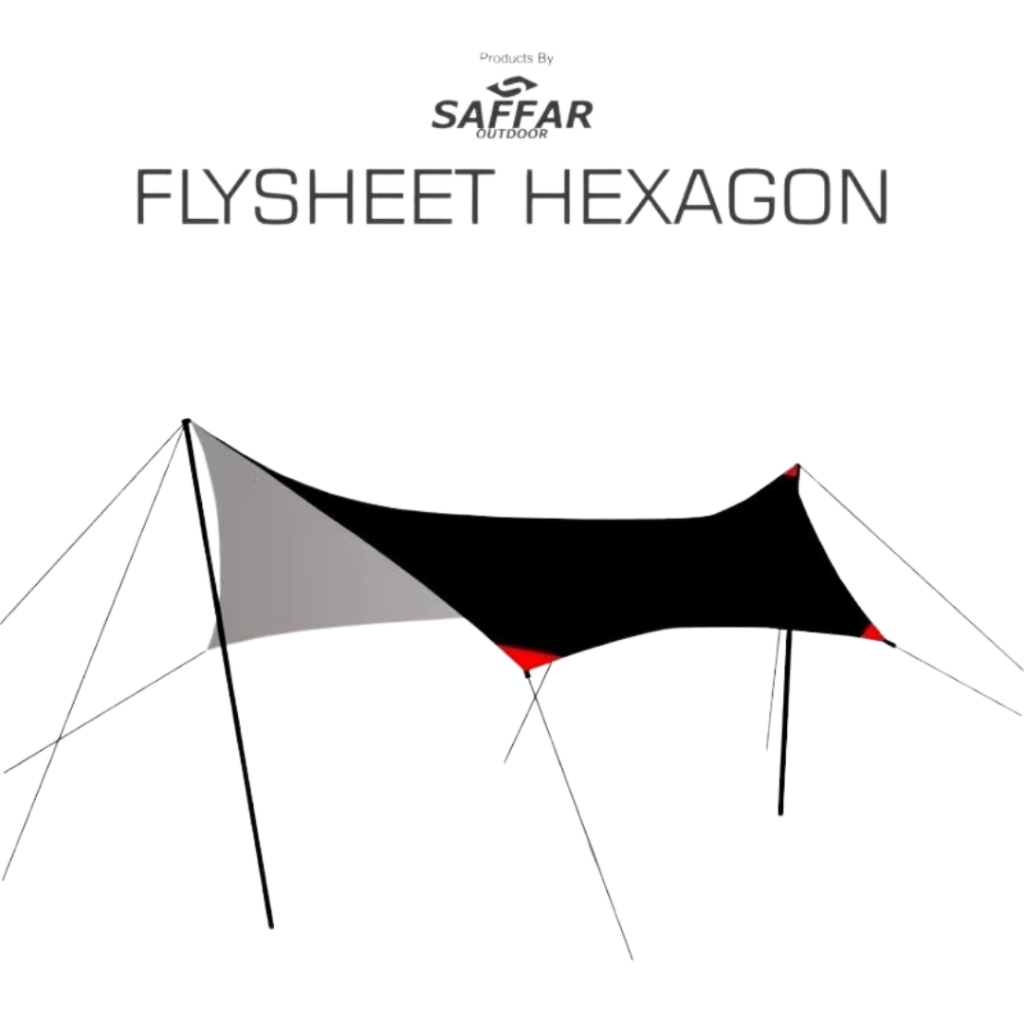 Saffar Outdoor Flysheet Hexagon Flysheet Ultralight 190T Polyester Couting Silver