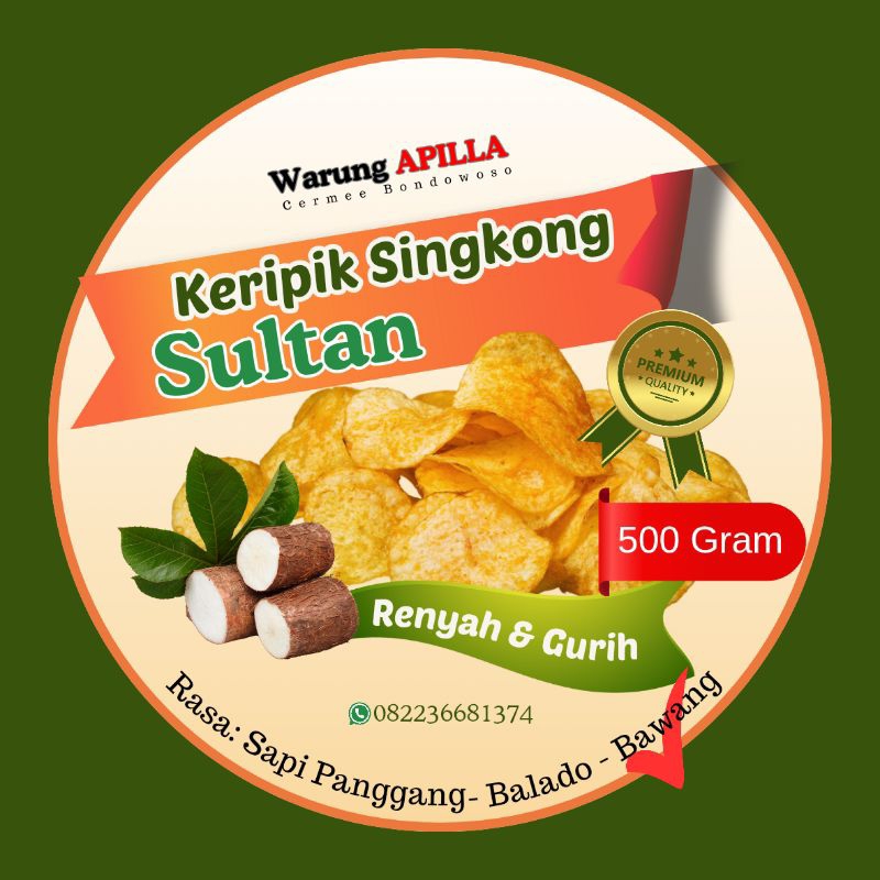 

Kripik Singkong Rasa Bawang Berat: 500 Gram