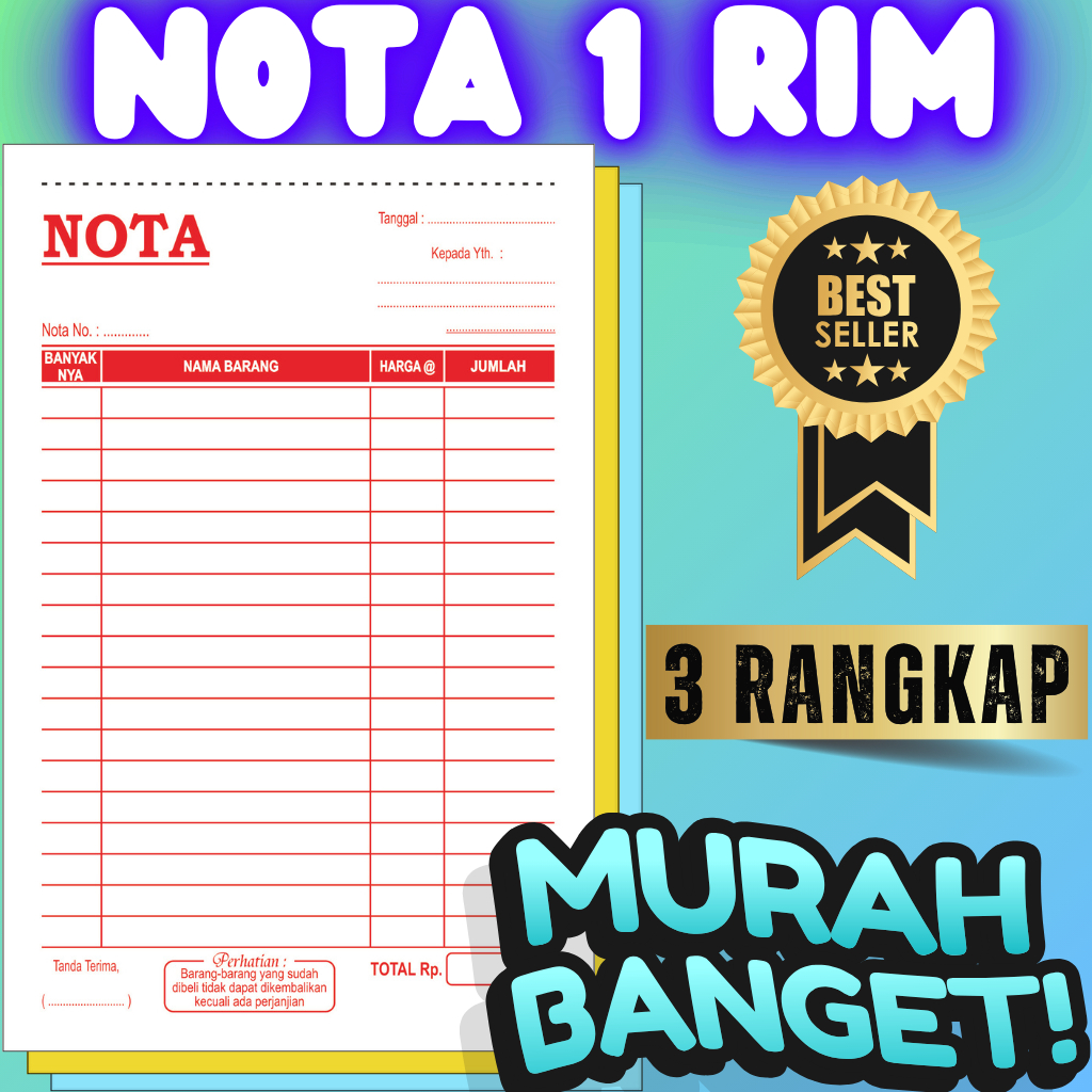

Nota Custom 3Ply 1 Rim Gratis Desaign dan Logo Toko Isi 150 Lembar Per-Buku
