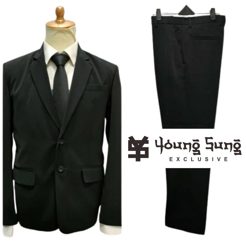 NEW ARRIVAL YOUNGSUNG EXCLUSIVE - SET JAS CELANA PRIA HITAM SLIM FIT