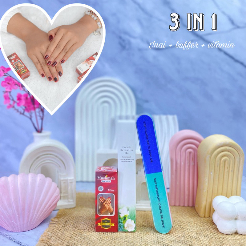 [3pcs] paket hemat inaikuku muslimah halal ori dan sah untuk sholat tahan lama. tuffah naik henna. f